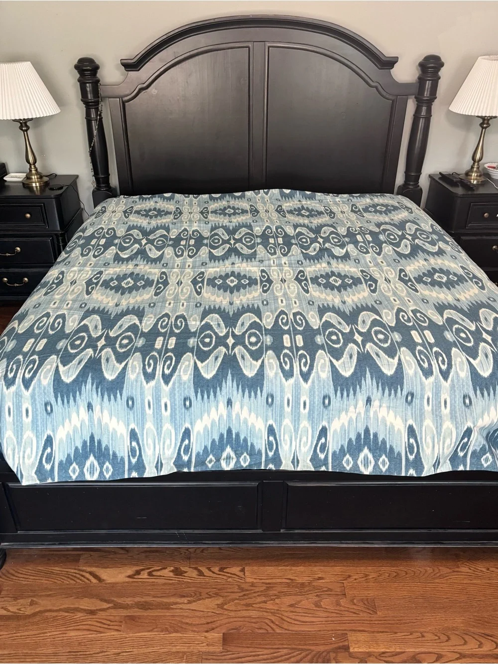 Pottery Barn- Queen Size Savannah Blue Ikat Duvet Cover